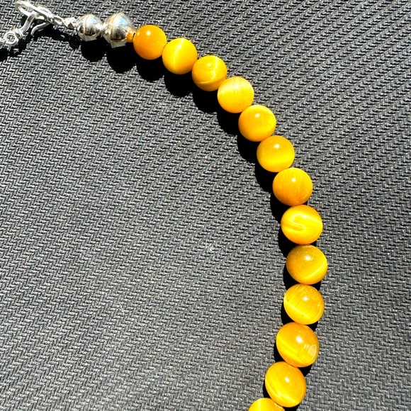 Hand Crafted ”One of a Kind” Blond Tiger Eye Concho & Sterling Solver Necklace - Picture 3 of 3